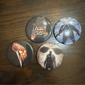 Classic Horror Pin Buttons (Set Of 4) 2in Horror Halloween NEW